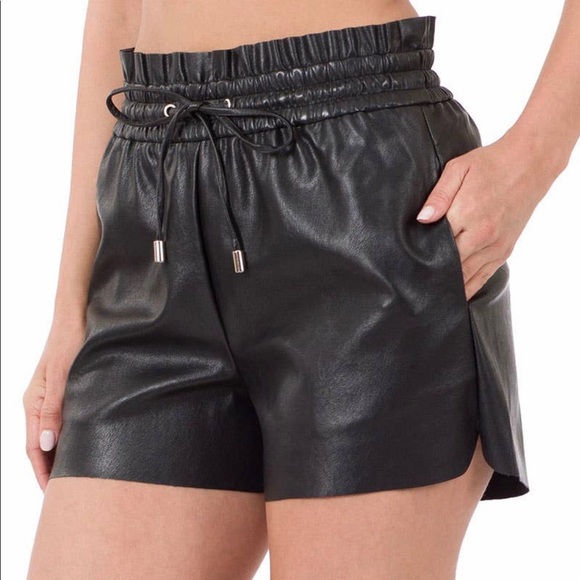 Pants - Faux Leather Shorts Black S M L XL